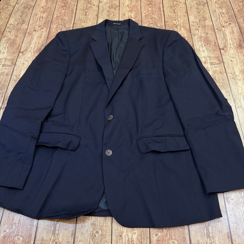 Joseph & Feiss Gold Blazer Mens 43 Regular Navy Blue Wool Classic Fit